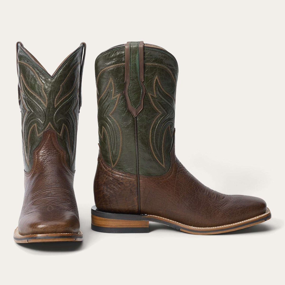 Stetson Nolan Bison Boots Brown/Green - Stetson - Flyclothing LLC