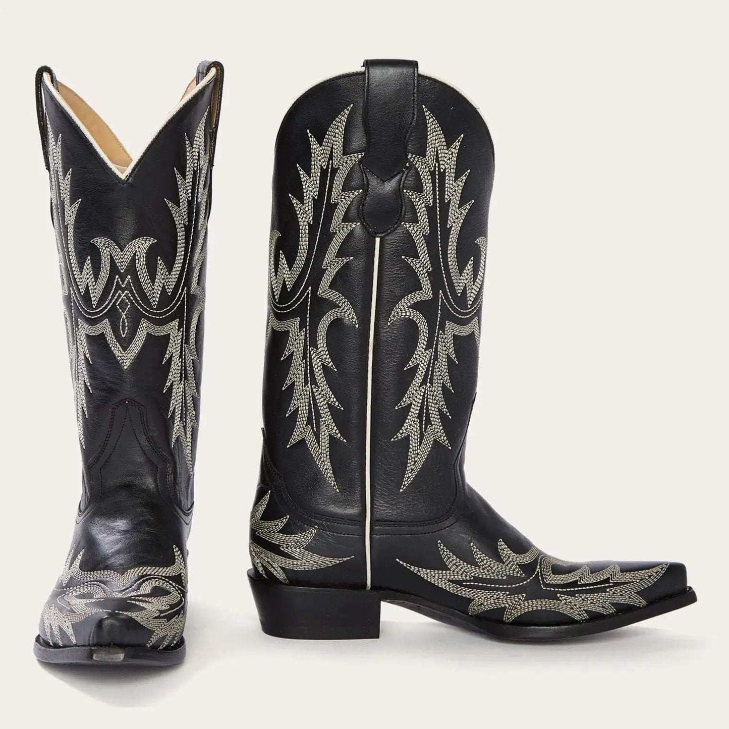 Stetson Tina Black & White Flame Embroidered Cowboy Boot - Stetson - Flyclothing LLC