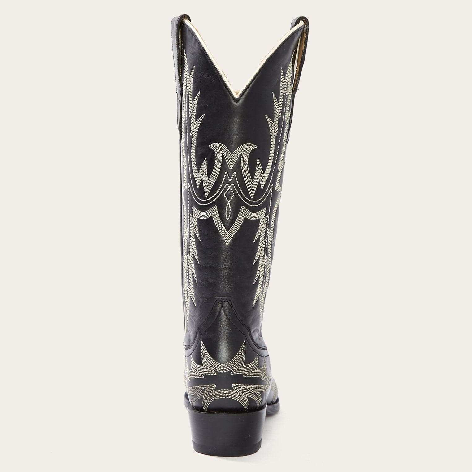 Stetson Tina Black & White Flame Embroidered Cowboy Boot - Stetson - Flyclothing LLC