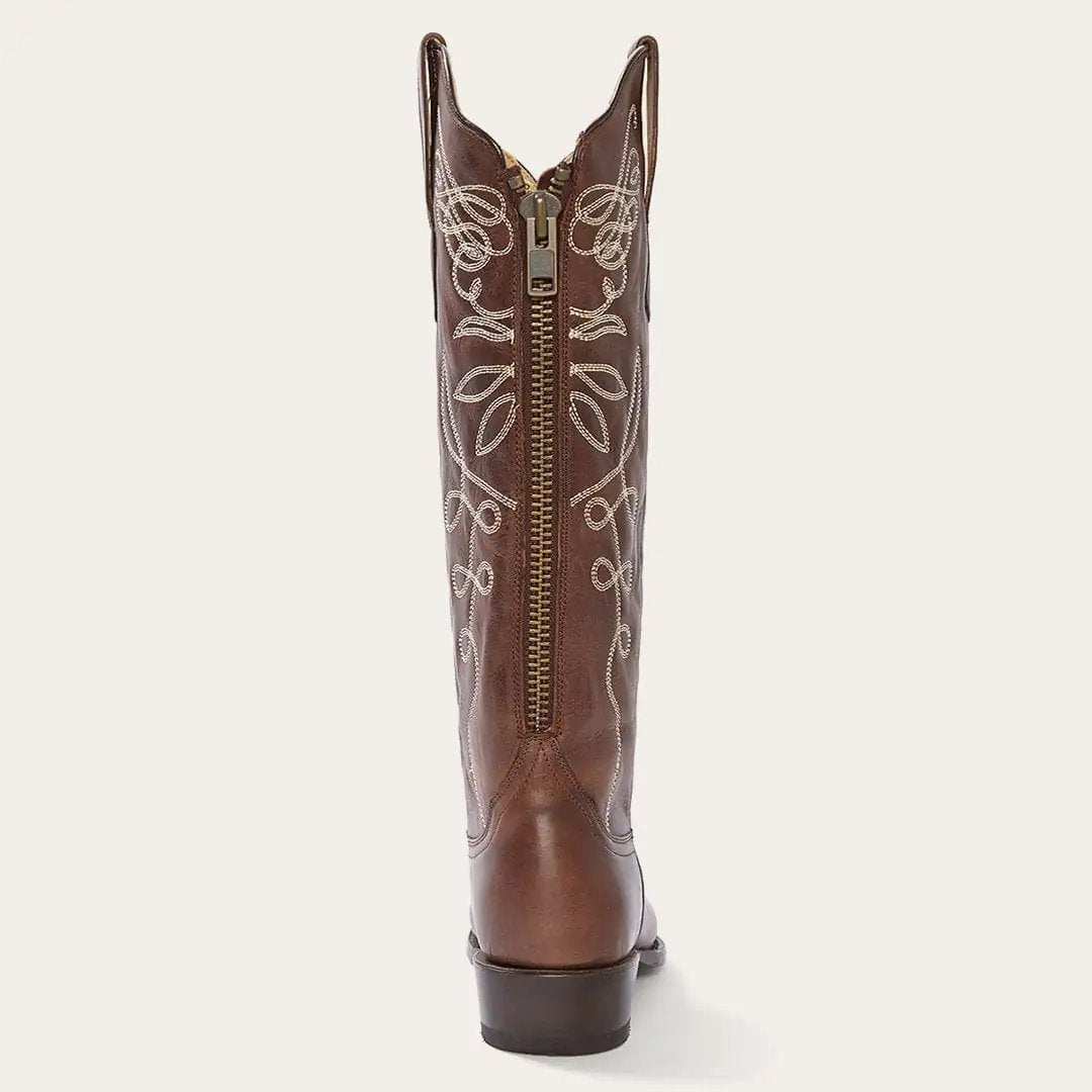Stetson Adeline Burnished Brown Back Zip Cowboy Boot - Stetson - Flyclothing LLC