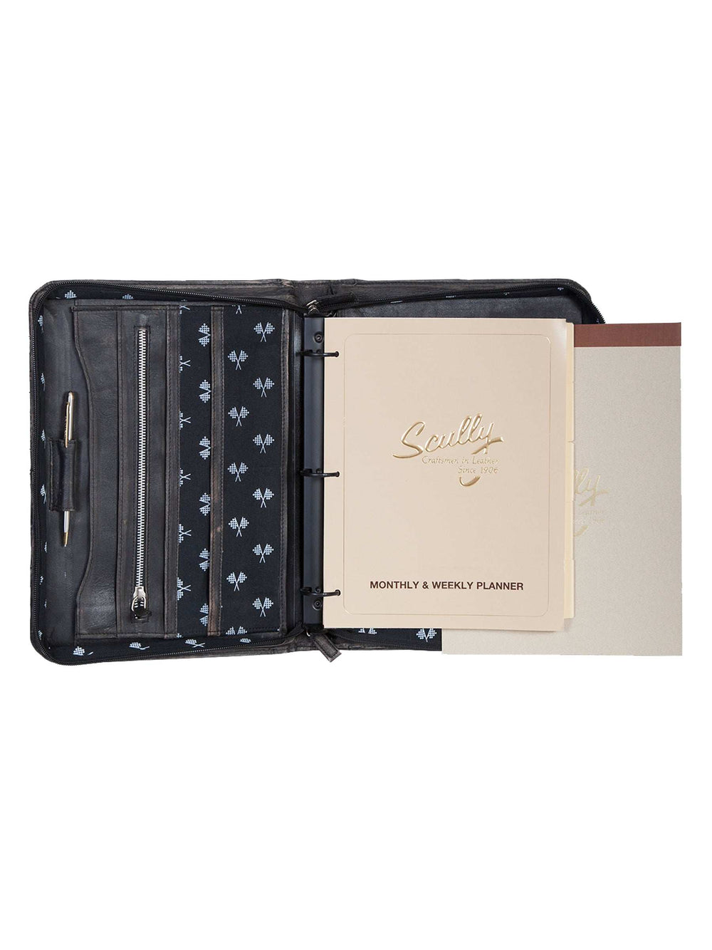 Scully Sanded calf 3 ring zip binder - Scully Leather - Flyclothing LLC