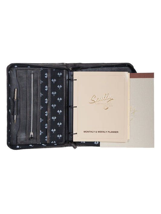 Scully Sanded calf 3 ring zip binder