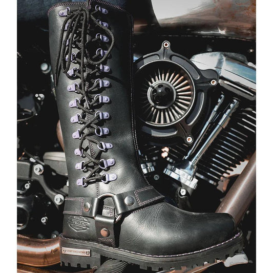 Roadqueen -Ladies Motorcycle Biker Leather Boots