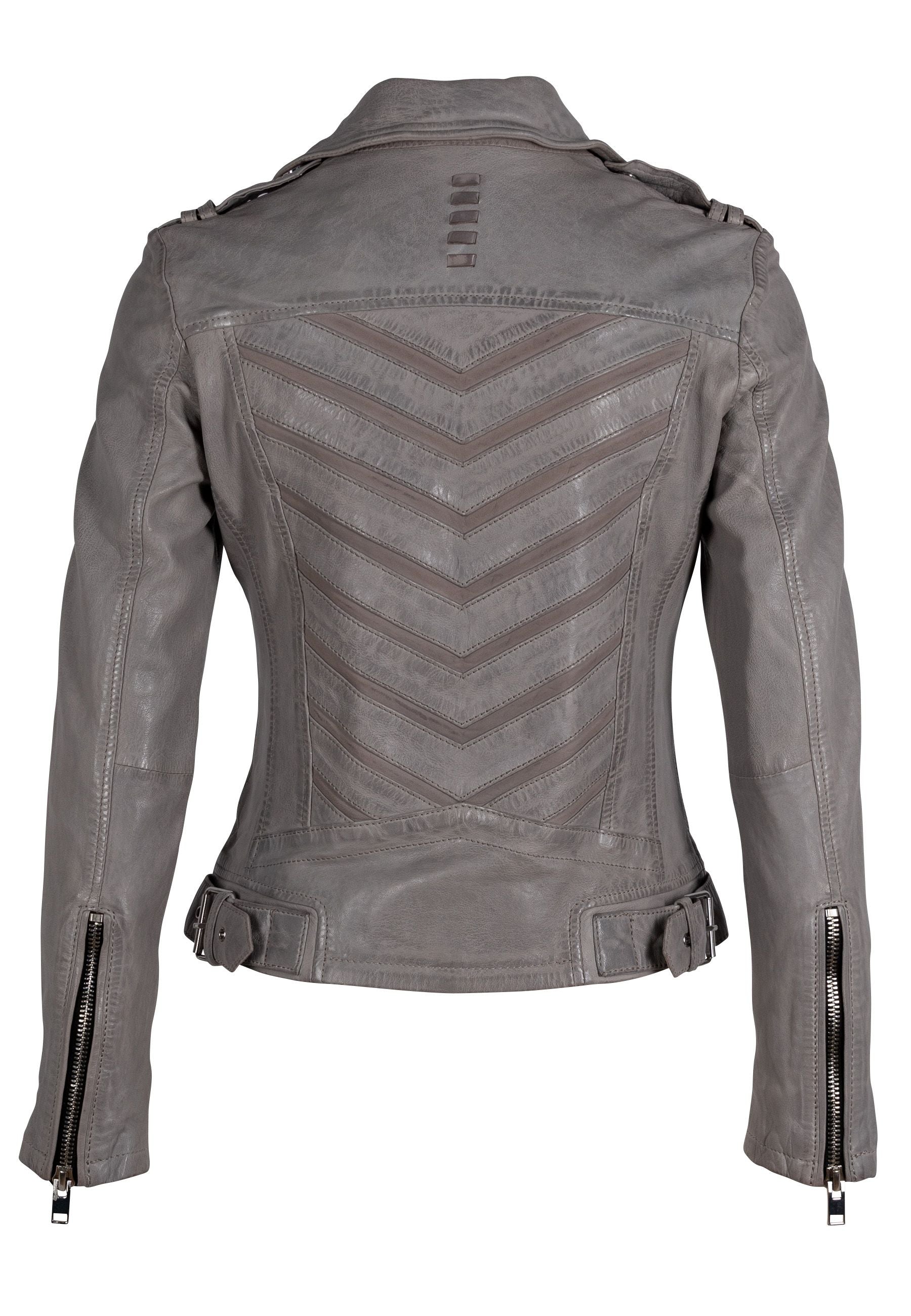 Narin RF Leather Jacket, Light Grey