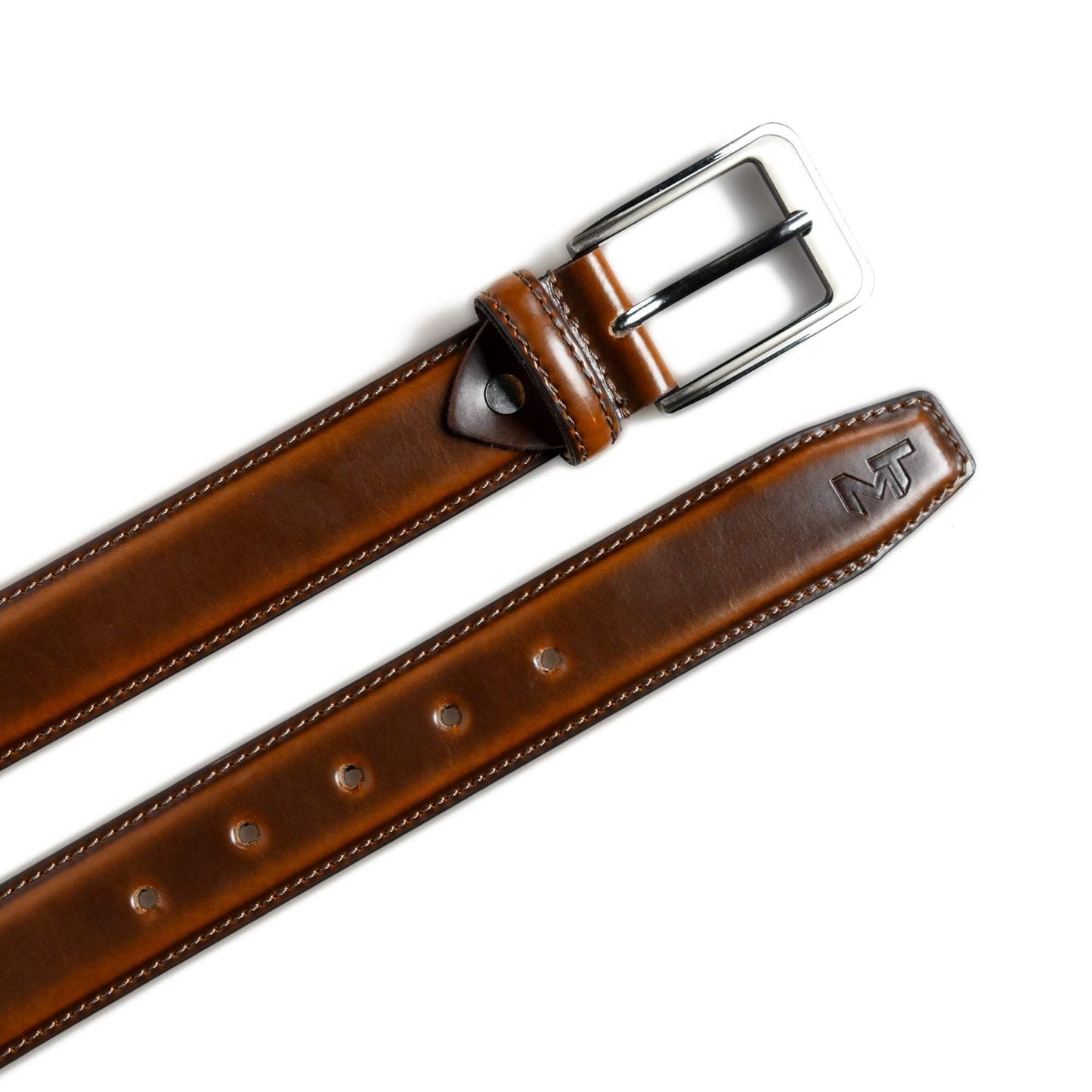 Eclipse Walnut Brown Leather Belt - Classy Leather Bags - Flyclothing LLC