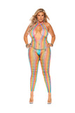 Elegant Memories Multicolor Deep V Bodystocking 12102q