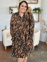 Double Take Full Size Printed Ruffle Hem Long Sleeve Dress - Trendsi - Flyclothing LLC
