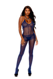 Elegant Memories Midnight Blue Sheer & Opaque Bodystocking 12123