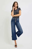 RISEN Full Size High Rise Crop Wide Button Up Jeans Plus Size - Trendsi - Flyclothing LLC