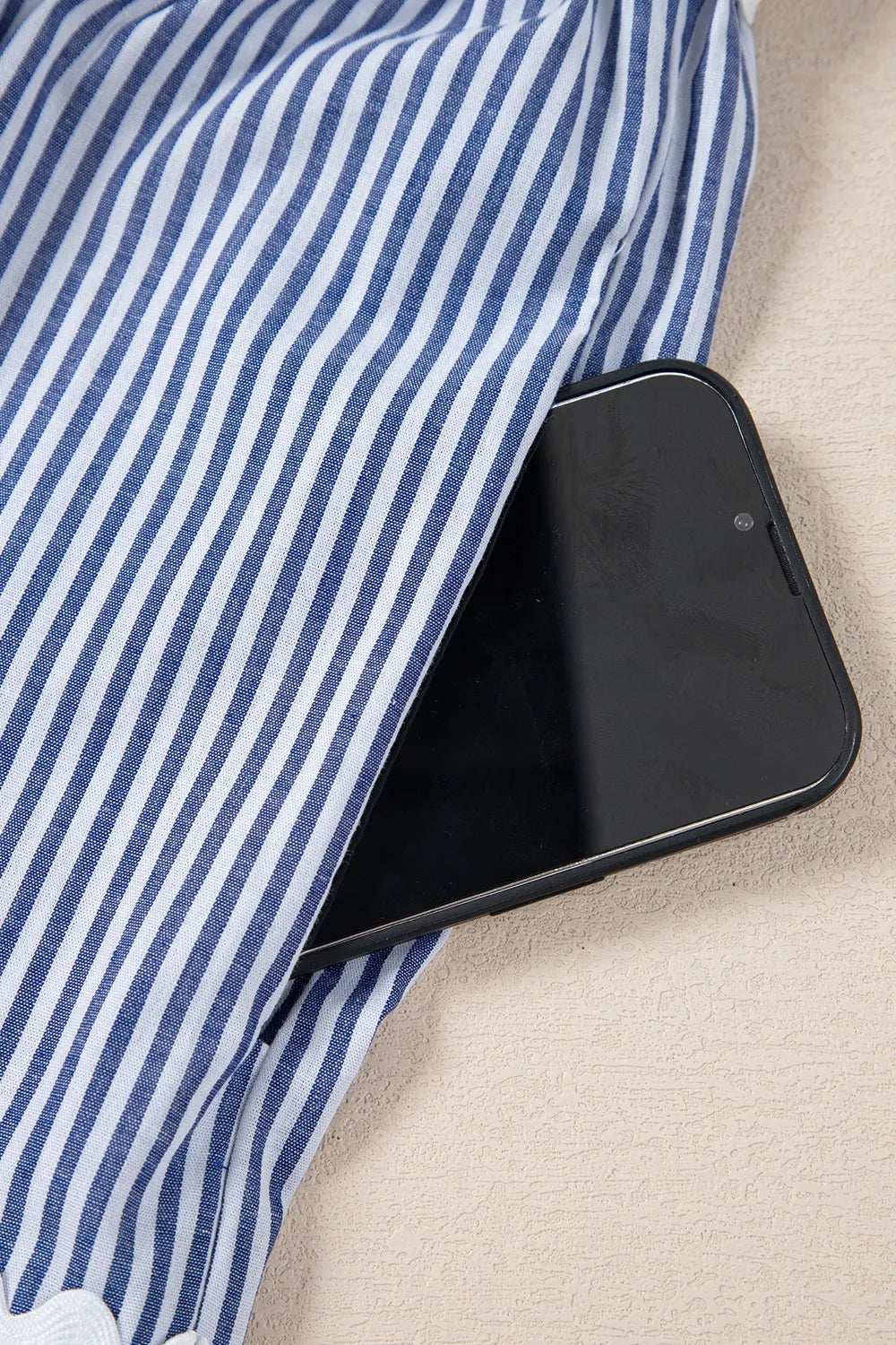 Stripe Sleeveless Notched Ric Rac Mini Dress - Trendsi - Flyclothing LLC