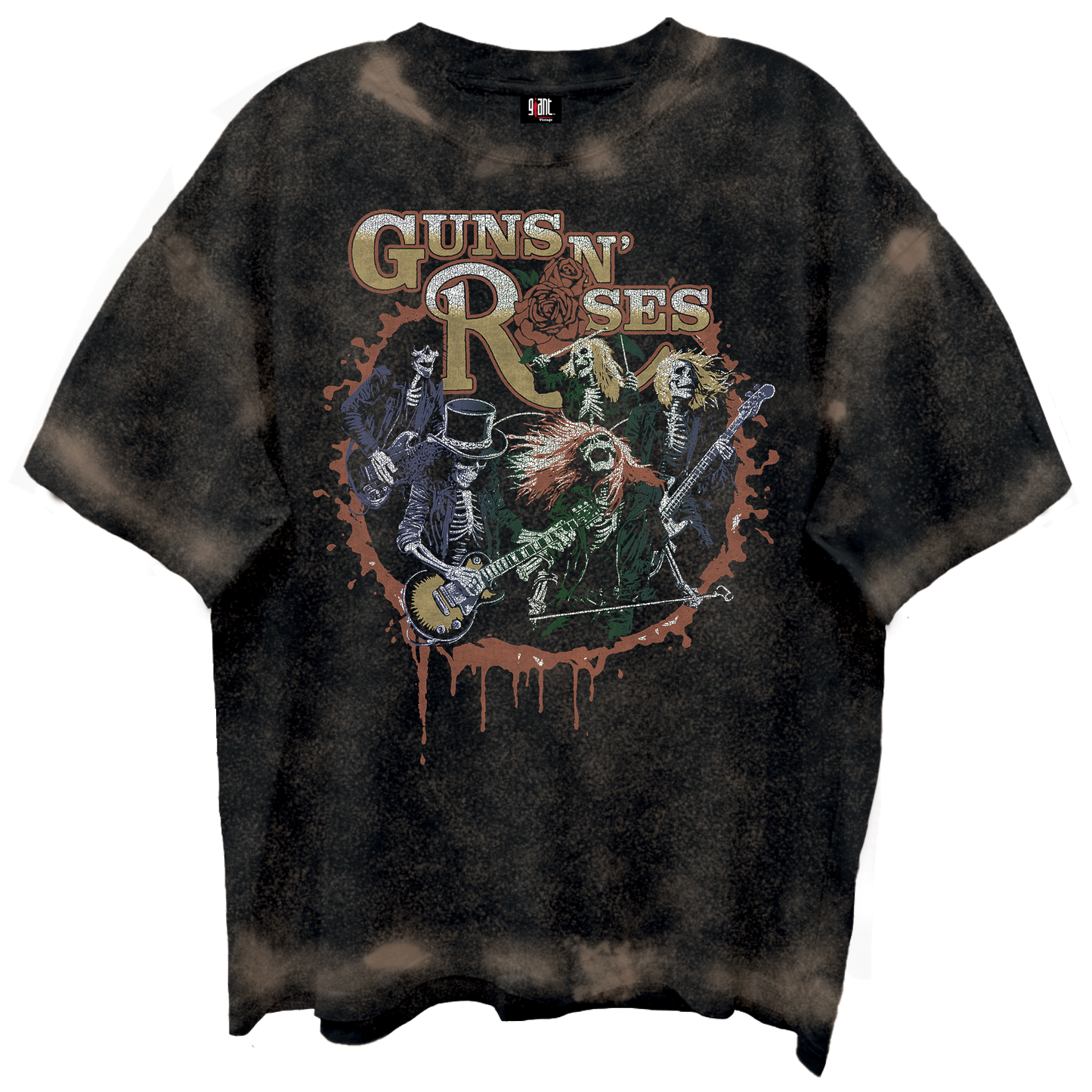 GUNS N ROSES SKELTONS LIVE FRT/BCK CHOCOLATE SPRAY WASH T-SHIRT/GIANT VINTAGE