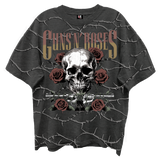 GUNS N ROSES SKULL ROSES FRONT/BCK VINTAGE BLACK ENZYME WASH T-SHIRT/GIANT VINTAGE