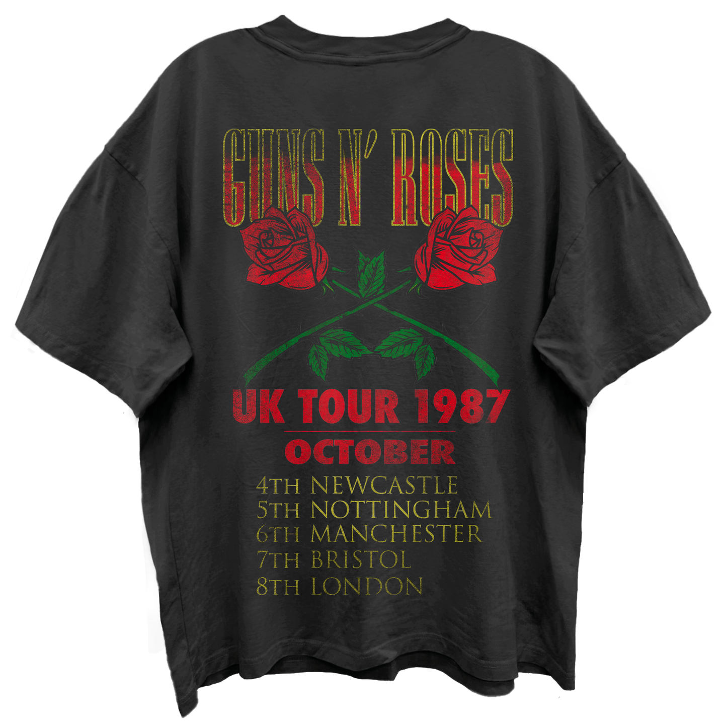 GUNS N ROSES UK 1987 TOUR VINTAGE BLACK T-SHIRT/GIANT VINTAGE