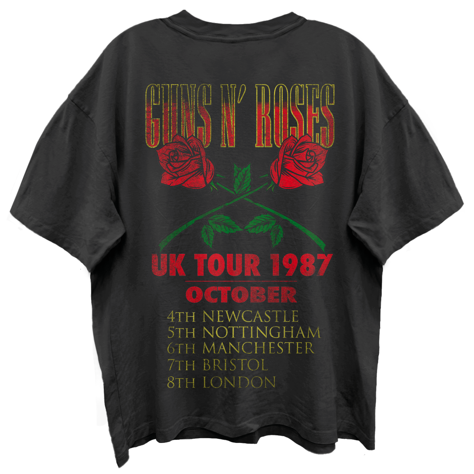 GUNS N ROSES UK 1987 TOUR VINTAGE BLACK T-SHIRT/GIANT VINTAGE