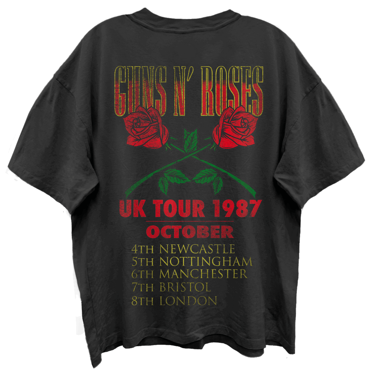 Guns N Roses Uk 1987 Tour Vintage Black T-Shirt/Giant Vintage - GMerch - Flyclothing LLC