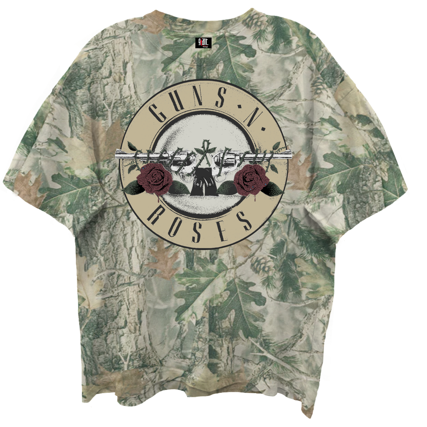 GUNS N ROSES BULLET LOGO WOODLAND CAMO T-SHIRT/GIANT VINATGE/S