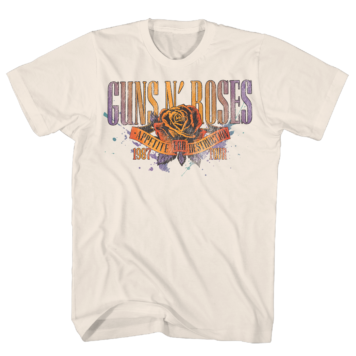 GUNS N ROSES APPETITE FOR DESTRUCTION 1987 TOUR NATURAL T-SHIRT - GMerch - Flyclothing LLC