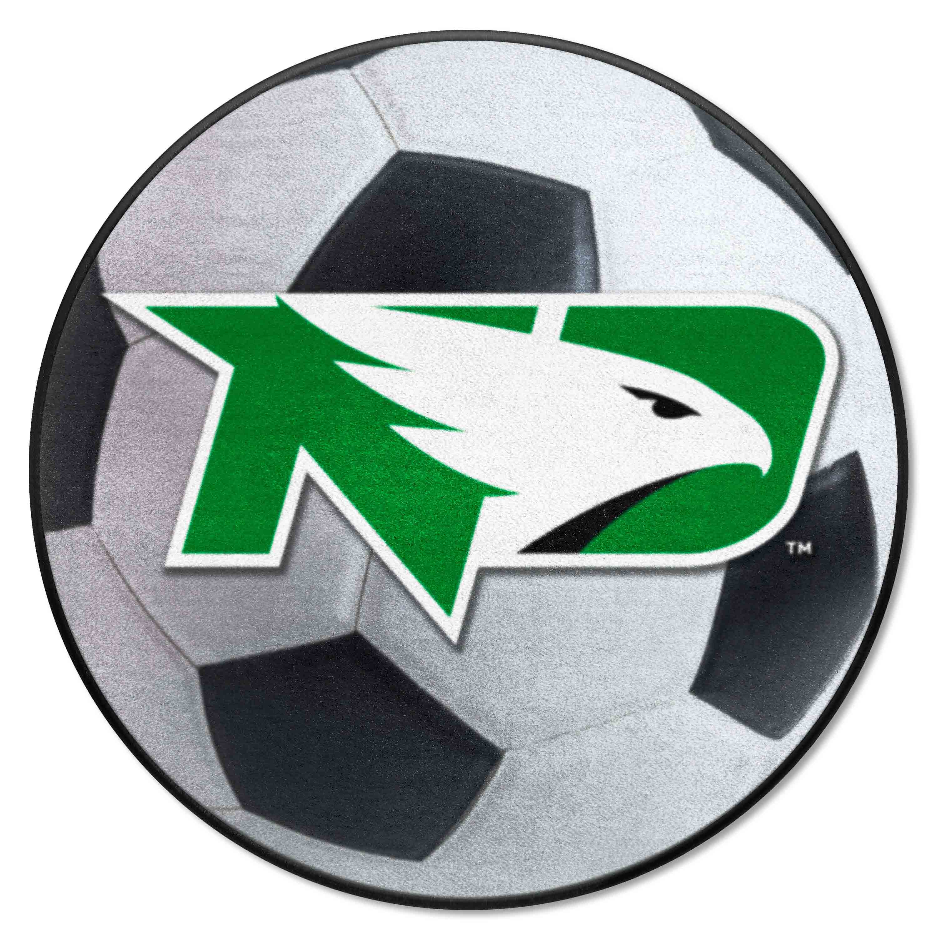 North Dakota Fighting Hawks Soccer Ball Rug - 27in. Diameter - North Dakota