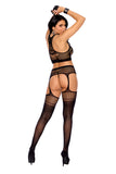 Elegant Memories Black Cami, Panty And Suspender Hose 12190