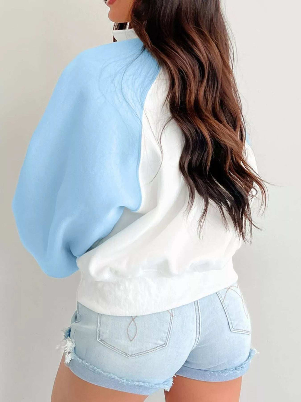 Color Block Snap Buttons Sweatshirt - Trendsi - Flyclothing LLC