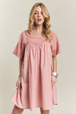 ADORA Round Neck Half Sleeve Babydoll Dress - Trendsi