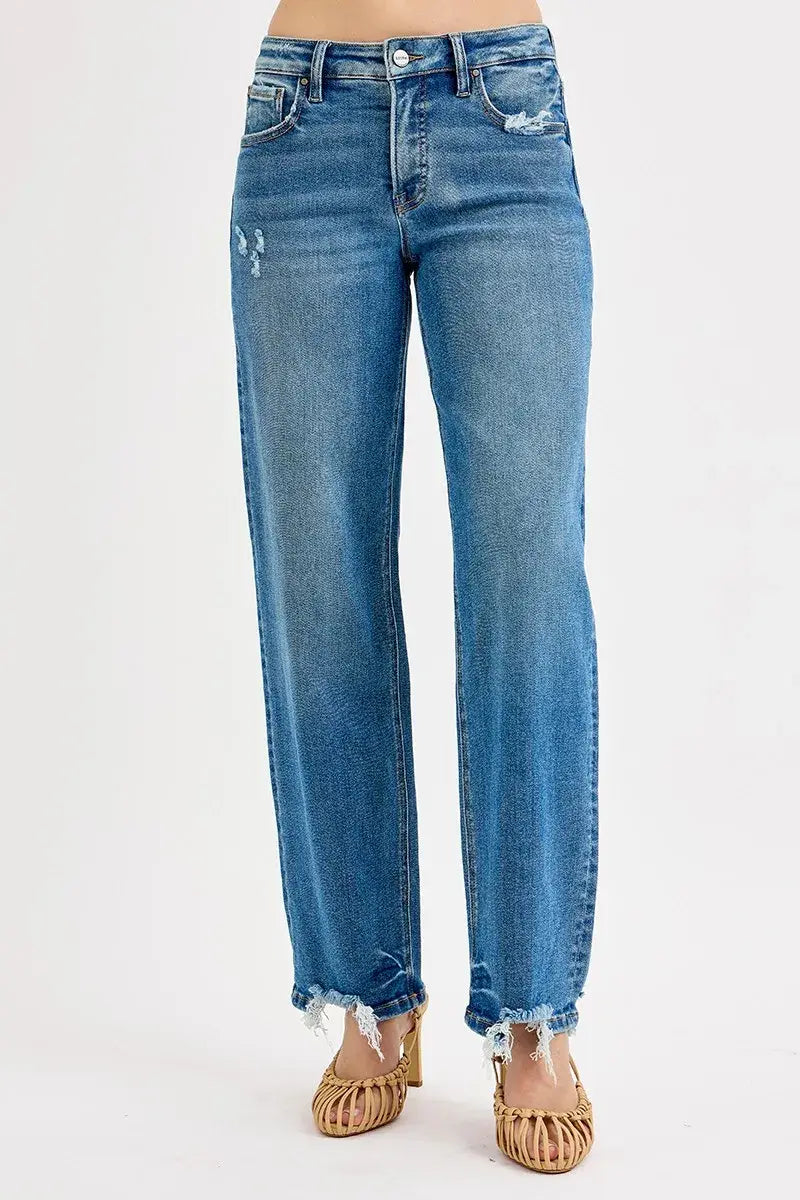 RISEN Full Size Mid Rise Baggy Jeans Plus Size - Trendsi - Flyclothing LLC