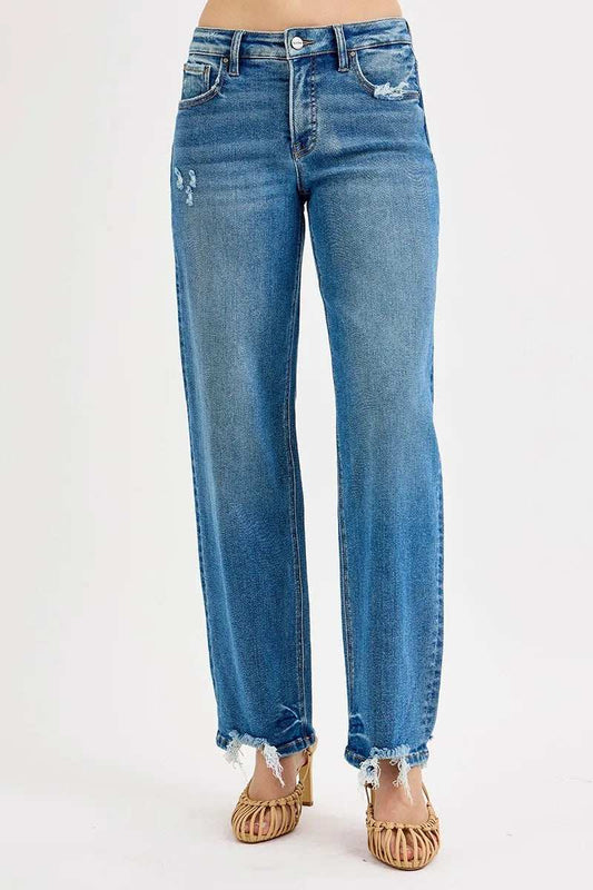 RISEN Full Size Mid Rise Baggy Jeans Plus Size - Trendsi - Flyclothing LLC