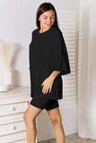 Basic Bae Bamboo Full Size Round Neck Drop Shoulder T-Shirt and Shorts Set - Trendsi - Flyclothing LLC