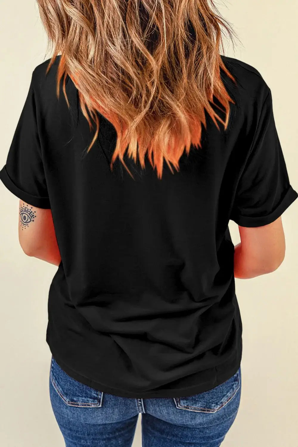 Cowboy Hat Disco Ball Patched Round Neck T-Shirt - Trendsi - Flyclothing LLC