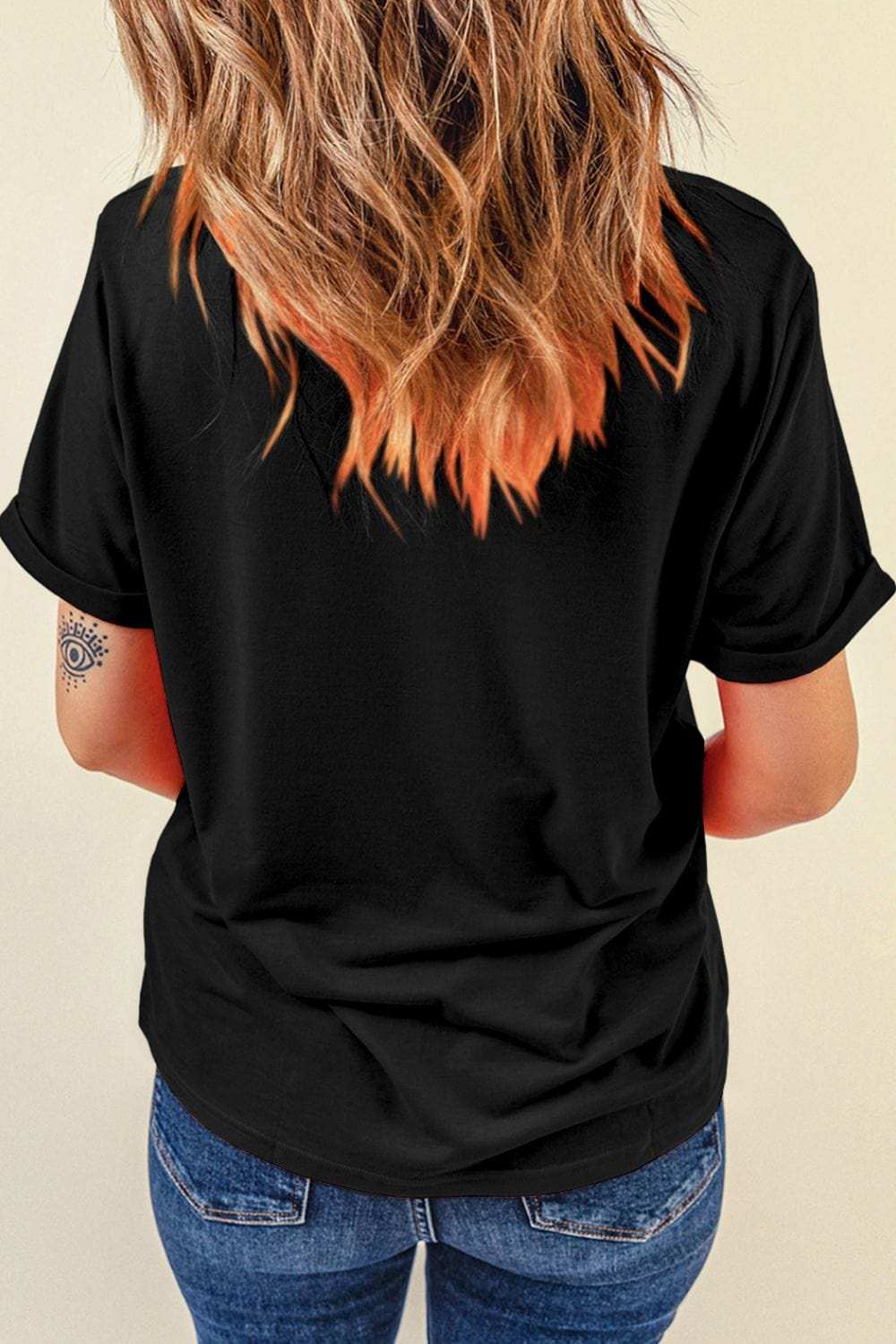 Cowboy Hat Disco Ball Patched Round Neck T-Shirt - Trendsi - Flyclothing LLC