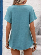 Lace Trim Short Sleeve T-Shirt - Trendsi - Flyclothing LLC
