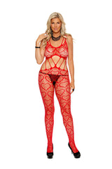 Elegant Moments Red Heart Net Bodystocking 12201QR - Elegant Moments - Flyclothing LLC