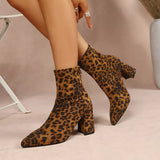 Point Toe Block Heel Ankle Boots - Trendsi - Flyclothing LLC