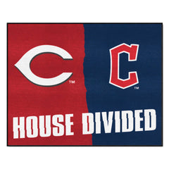 MLB House Divided - Reds / Guardians House Divided House Divided Rug - 34 in. x 42.5 in. - MLB House Divided - Reds / Guardians