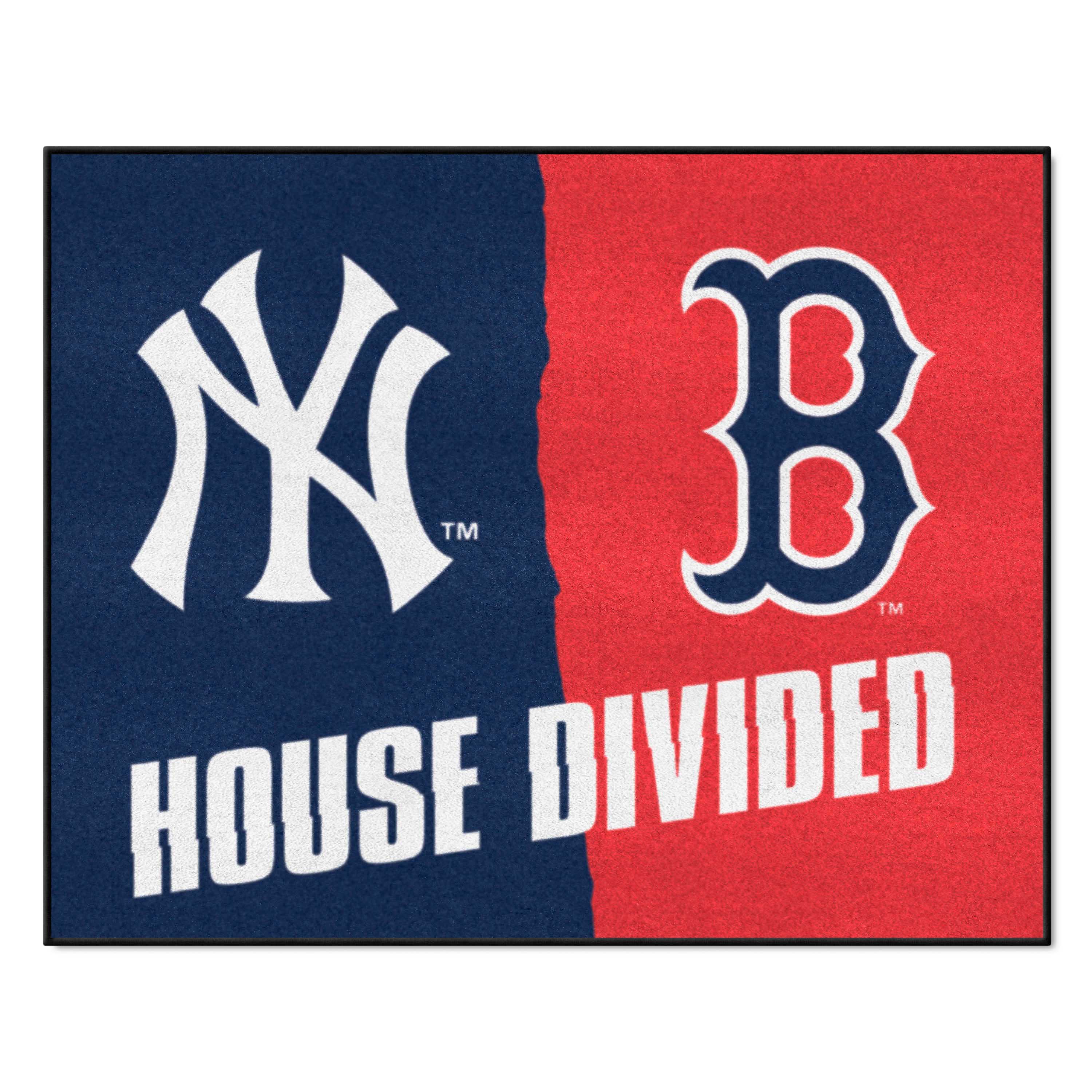 MLB House Divided - Yankees / Red Sox House Divided Rug - 34 in. x 42.5 in. - MLB House Divided - Yankees / Red Sox