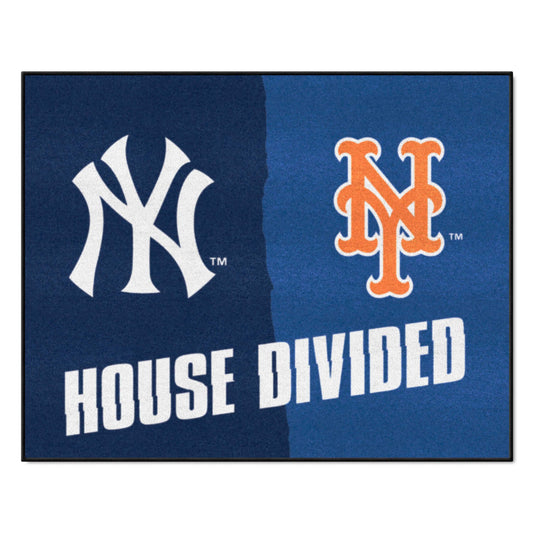 MLB House Divided - Yankees / Mets House Divided Rug - 34 in. x 42.5 in. - MLB House Divided - Yankees / Mets