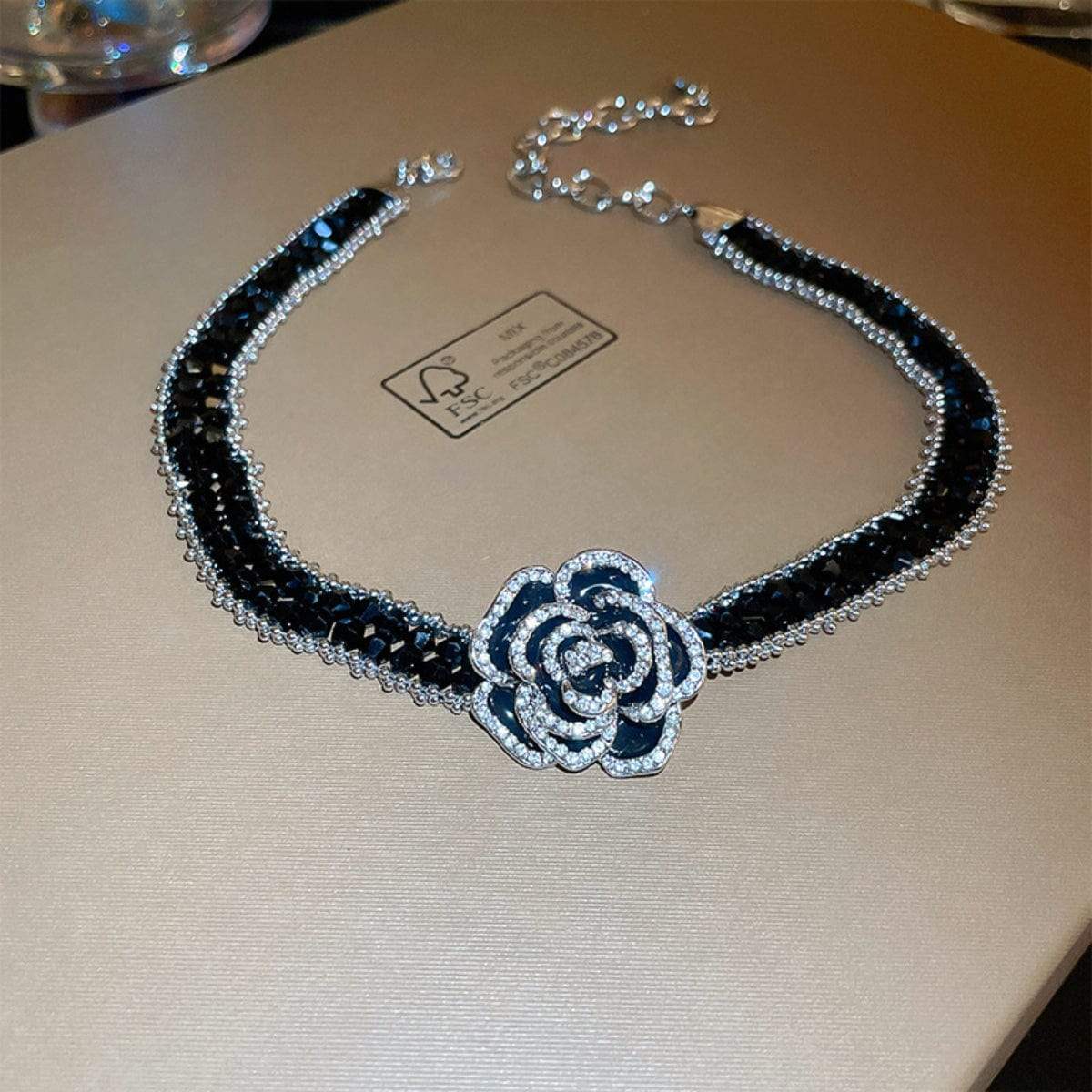 Alloy Crystal Rose Necklace - Trendsi - Flyclothing LLC