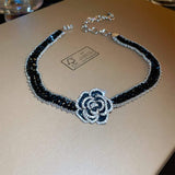 Alloy Crystal Rose Necklace - Trendsi - Flyclothing LLC