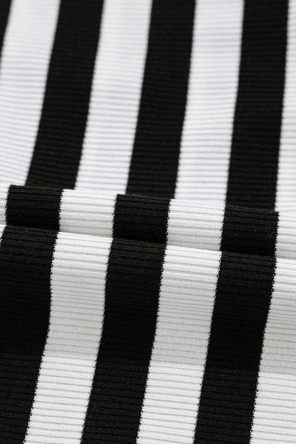 Striped Lace Detail V Neck Top - Trendsi - Flyclothing LLC