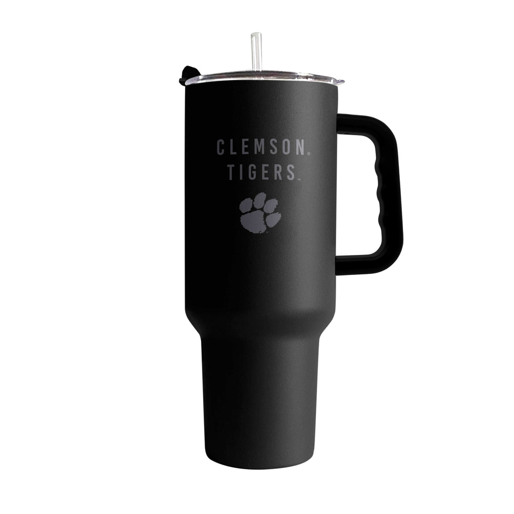 Clemson 40oz Black Tonal Powder Coat Tumbler - Logo Brands - Flyclothing LLC