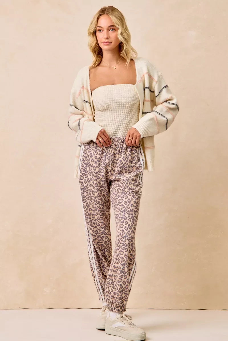 BiBi Side Lines Leopard Track Pants - Trendsi - Flyclothing LLC