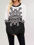 Christmas Snowflake Round Neck Sweater - Trendsi - Flyclothing LLC