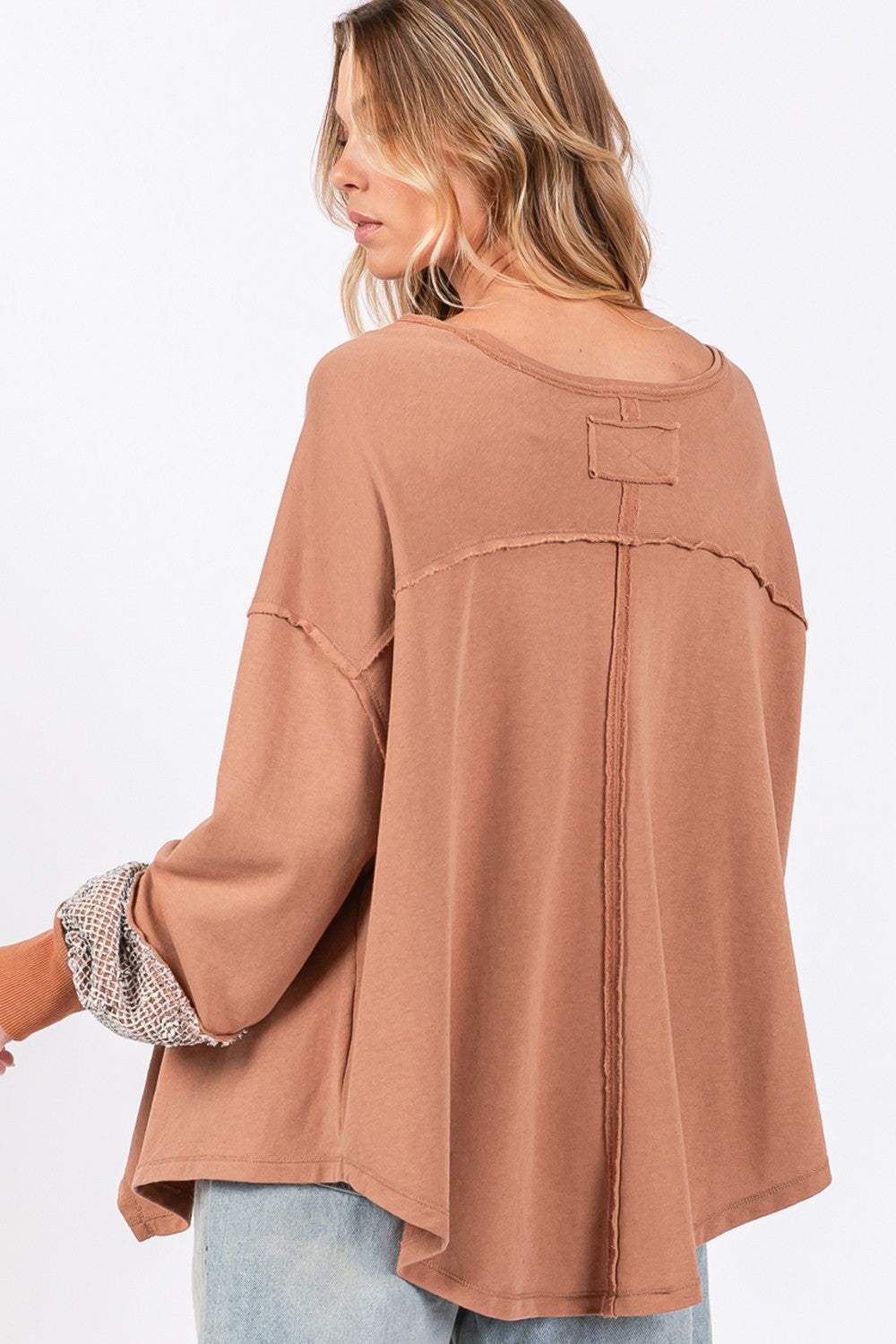 SAGE + FIG Peace Sign Mineral Wash Terry Top - Trendsi - Flyclothing LLC