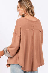 SAGE + FIG Peace Sign Mineral Wash Terry Top - Trendsi - Flyclothing LLC