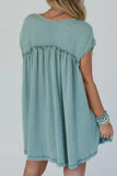 Frill Round Neck Cap Sleeve Mini Dress - Trendsi