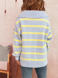 Striped Dropped Shoulder Sweater - Trendsi - Flyclothing LLC