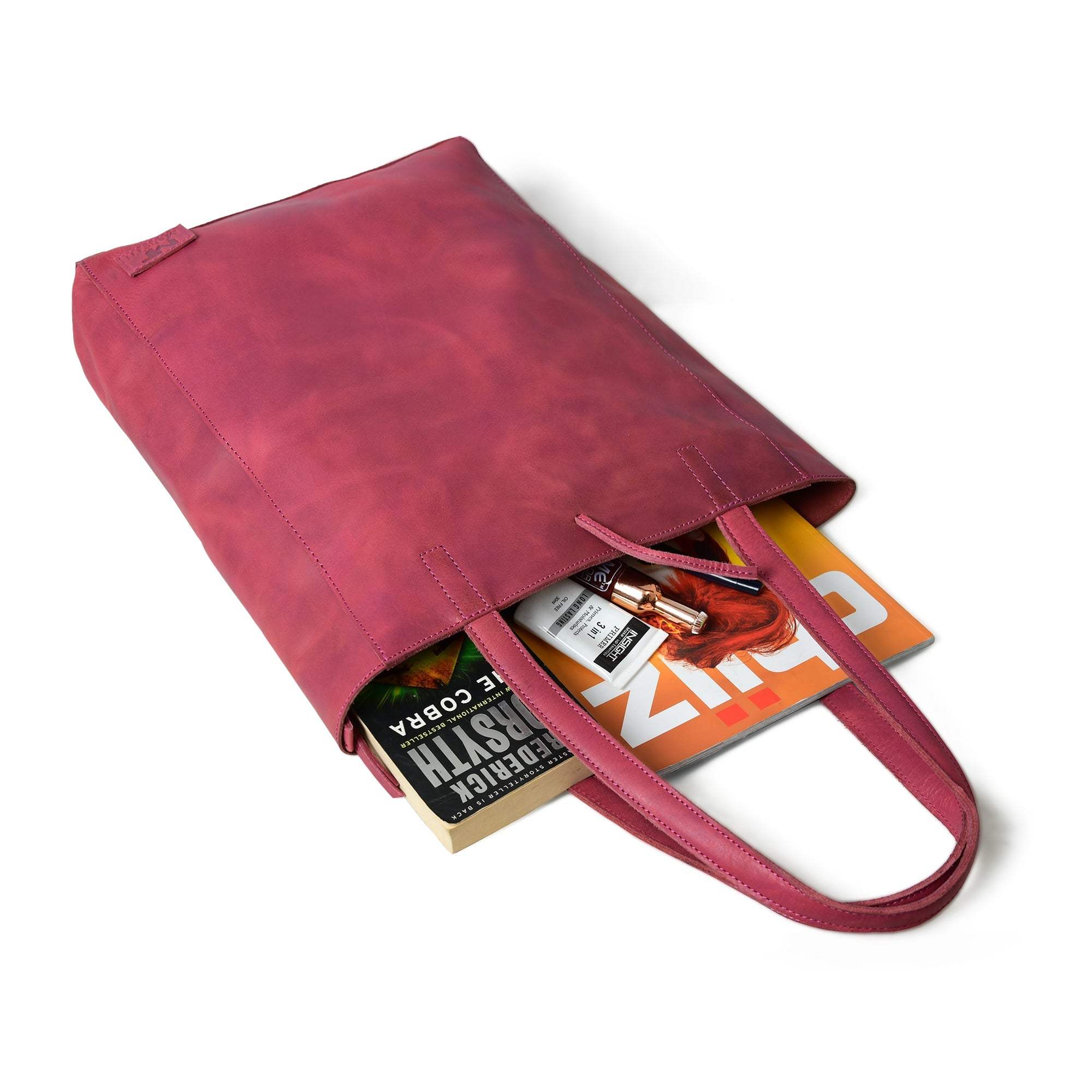 Maroon Leather Tote Bag - Classy Leather Bags - Flyclothing LLC