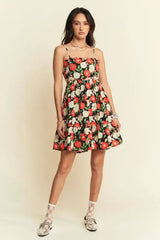 Davi & Dani Floral Scalloped Cutout Back Mini Dress - Trendsi - Flyclothing LLC