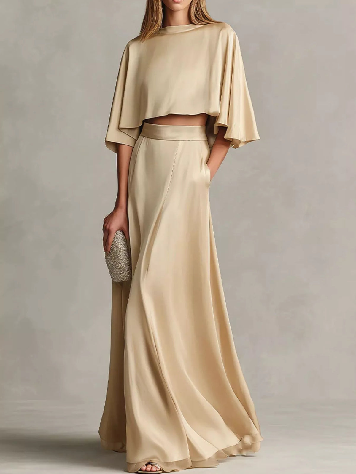 Full Size Satin Crop Top and Maxi Skirt Two-Piece Set Plus Size - Trendsi - Flyclothing LLC