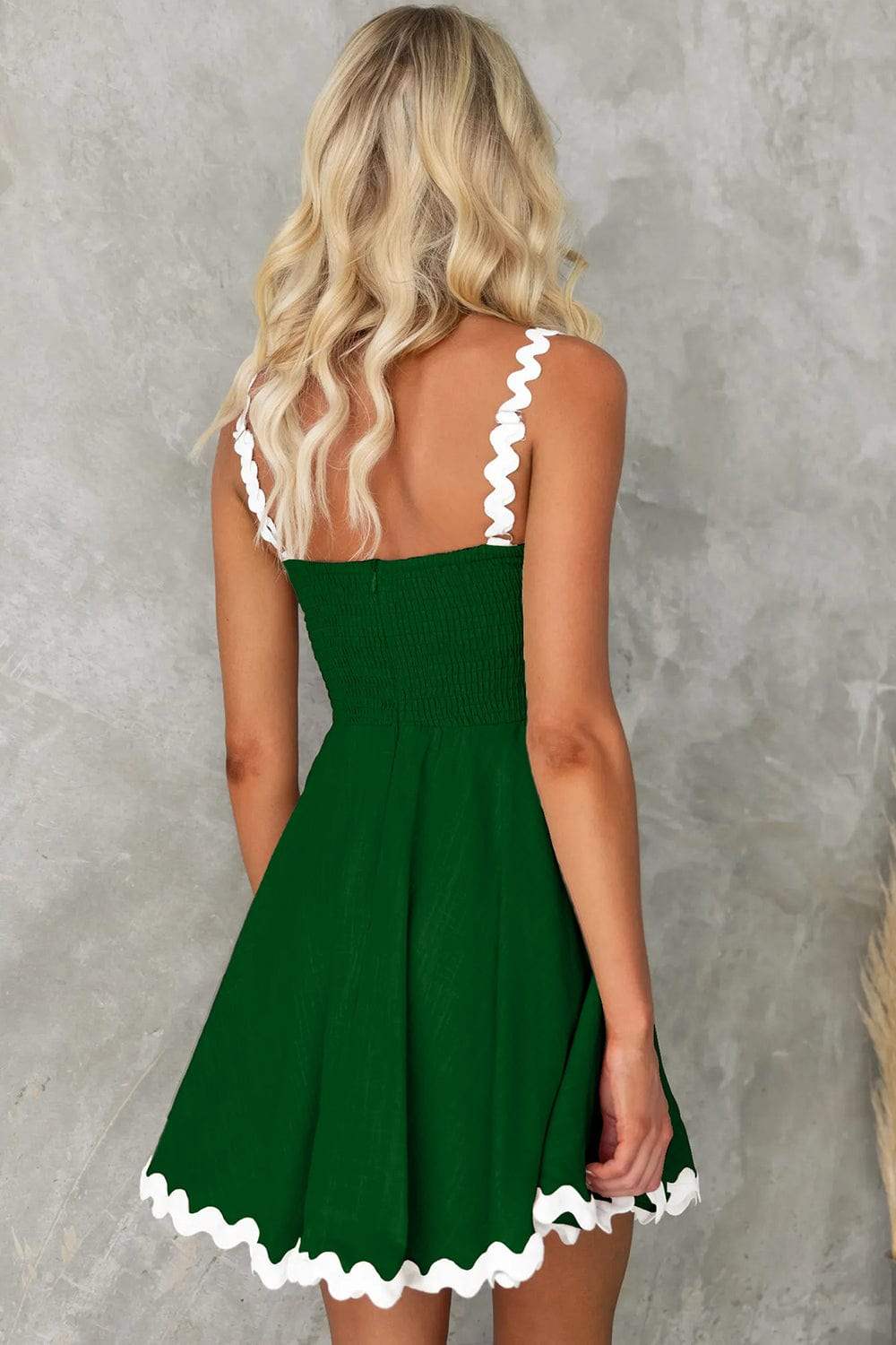 Contrast Trim Square Neck Mini Dress - Trendsi - Flyclothing LLC